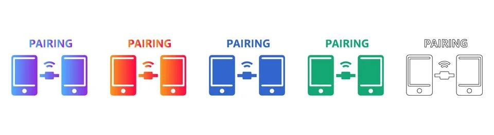 Smartphone Device Wireless Pairing Icon Set Stockillustratie