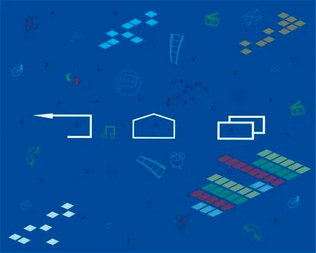 Smartphone with different applications, apps, on-line services, software, mus Stock Illustration