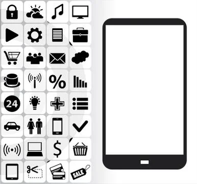Smartphone with different icons Stock Illustration
