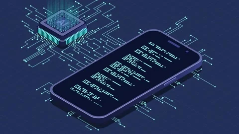 Smartphone with digital circuitry and code Видео 347280834