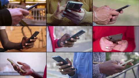  Smartphone Digital Synapses: A Nine-Screen Connection Stock Footage 267825040