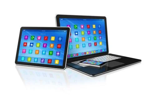 Smartphone, Digital Tablet Computer and Laptop 3D Smartphone, Digital Tabl... Foto stock