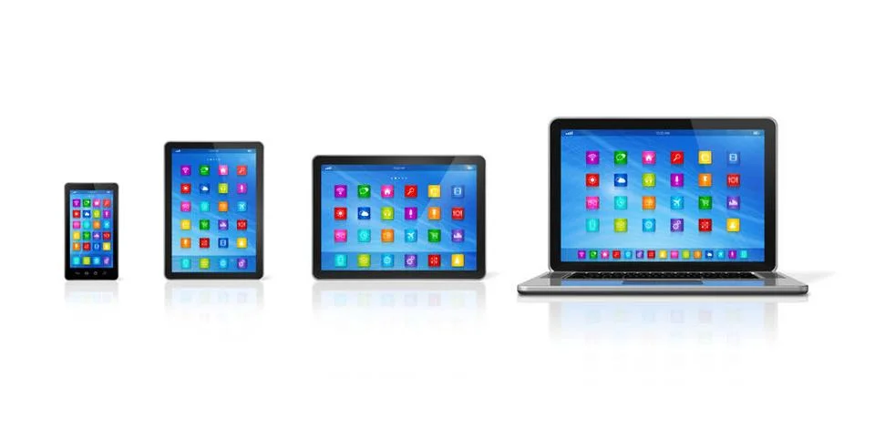 Smartphone, Digital Tablet Computer and Laptop 3D Smartphone, Digital Tabl... Foto stock