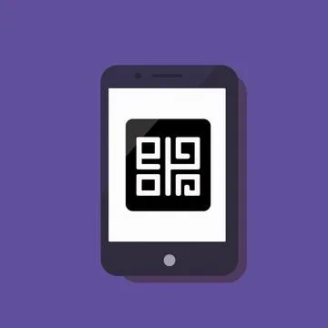 Smartphone Display with Stylized QR Code Stock Illustration