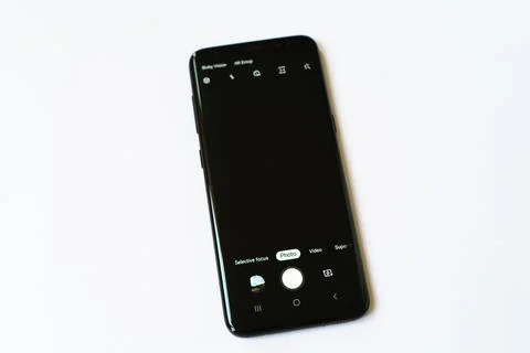 Smartphone on the display turned on camera Stock Photos