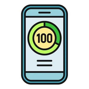 Smartphone displaying 100 percent completion circle Stock Illustration
