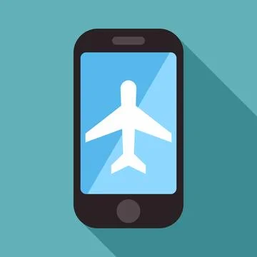 Smartphone displaying airplane flight mode icon app Stock Illustration