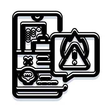 Smartphone displaying alert message for cyber security risk Stock Illustration
