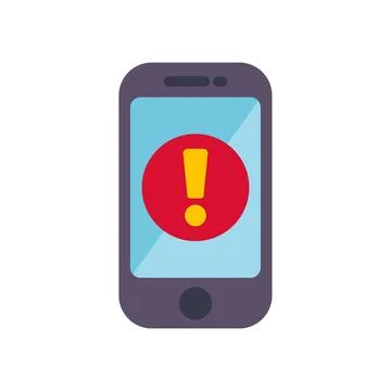 Smartphone displaying alert notification icon for warning message Stock Illustration