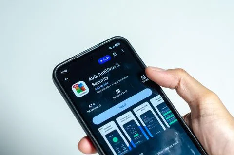 Smartphone displaying antivirus application 写真素材