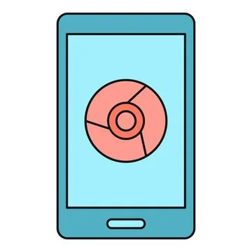 Smartphone displaying app icon accessing internet platform 库存插图