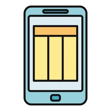 Smartphone displaying app interface and data columns Illustrazione stock