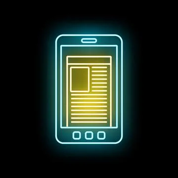 Smartphone displaying app interface with glowing neon lines Stock Illustration