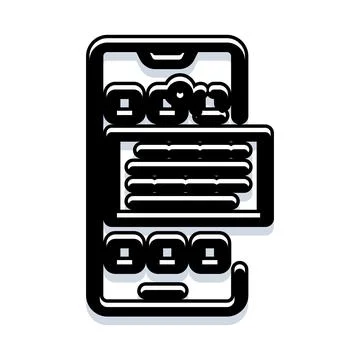 Smartphone displaying app interface with message bubble Stock Illustration