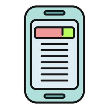 Smartphone displaying app status bar and text content Stock Illustration