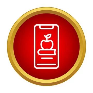 Smartphone displaying apple on book icon for education Stock Illustration