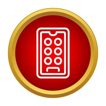Smartphone displaying applications icon on red background Stock Illustration