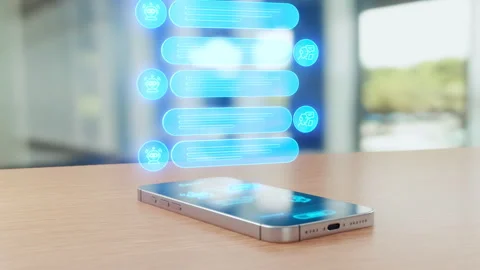 Smartphone displaying an artificial intelligence chat conversation interface Stock Footage 311126025