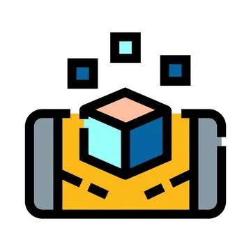 Smartphone displaying augmented reality 3d digital cube experience 스톡 일러스트