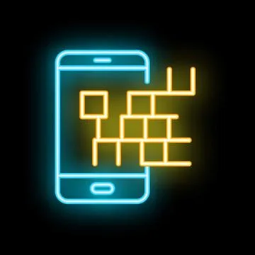 Smartphone displaying augmented reality app with neon effect Stock Illustration