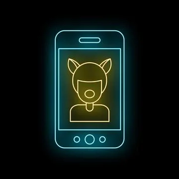 Smartphone displaying augmented reality filter with animal ears avatar Stock Illustration