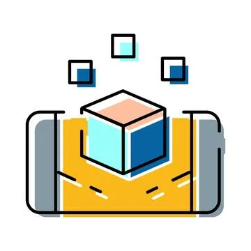 Smartphone displaying augmented reality virtual cubicle technology Stock-Illustration