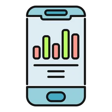 Smartphone displaying bar chart data analytics app 스톡 일러스트
