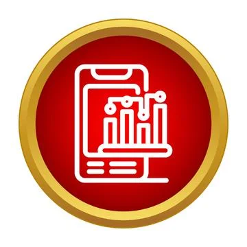 Smartphone displaying bar chart icon for data analytics 库存插图