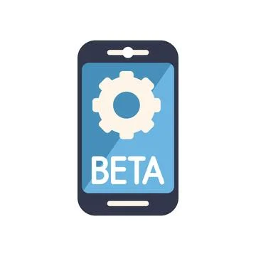 Smartphone displaying beta software with gear icon for app development Illustrazione stock