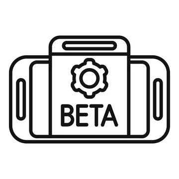 Smartphone displaying beta version software with gear icon イラスト素材