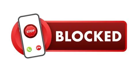 Smartphone displaying blocked call with stop sign icon Stock Illustration