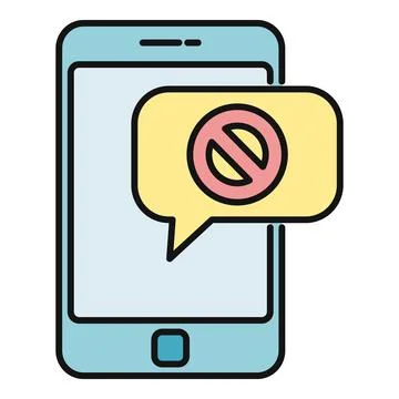 Smartphone displaying blocked notification icon in message bubble Stock Illustration