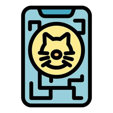 Smartphone displaying cat avatar icon for pet apps and websites Stock Illustration