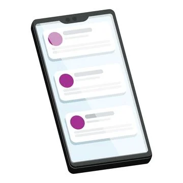 Smartphone displaying chat bubbles with contact icons and text messages Stock Illustration