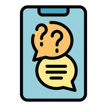 Smartphone displaying chat bubbles with question marks and answer in progress Stock Illustration