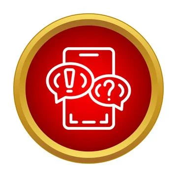 Smartphone displaying chat bubbles with question and exclamation marks Illustrazione stock