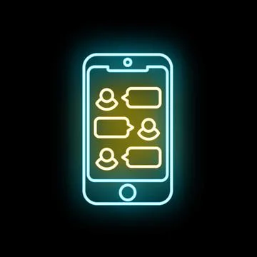 Smartphone displaying chat messages communicating social media content イラスト素材