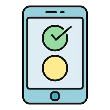 Smartphone displaying check mark icon for accepted decision Stock Illustration