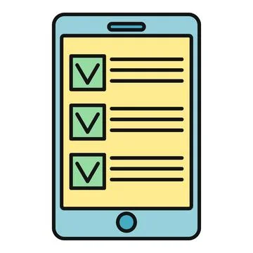 Smartphone displaying checklist with completed tasks icon Stock Illustration