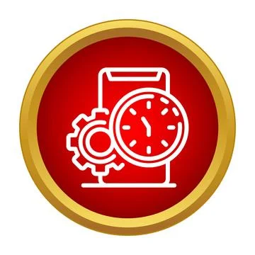 Smartphone displaying clock and gear for time settings Ilustração Stock
