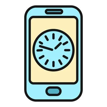 Smartphone displaying clock icon indicating time management and scheduling Stock Illustration