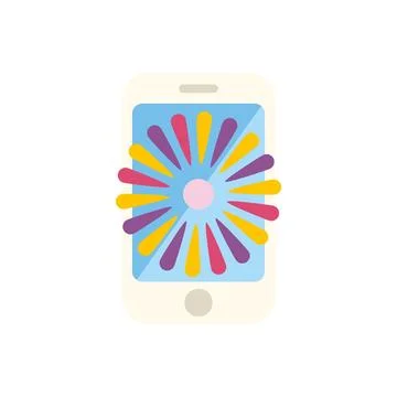 Smartphone displaying colorful exploding firework on screen Illustrazione stock