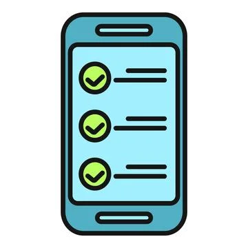 Smartphone displaying completed checklist tasks and online survey results Stock Illustration