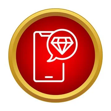 Smartphone displaying diamond icon in chat bubble Ilustração Stock