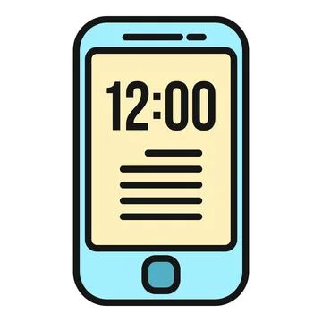 Smartphone displaying digital clock and notifications icon Illustrazione stock
