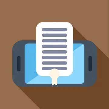 Smartphone displaying digital document with official seal Illustrazione stock