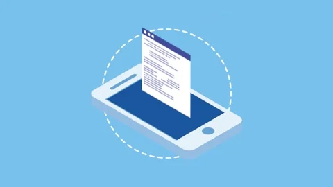 Smartphone displaying a document and surrounded by a dotted circle against .. Stock-Footage 333721458