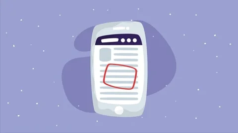 Smartphone displaying a document with a highlighted red square, dynamic mot.. Stock Footage 334091575