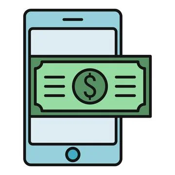 Smartphone displaying dollar bill, mobile banking money payout Stock Illustration