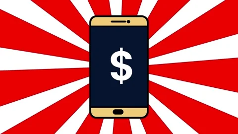 Smartphone Displaying Dollar Sign on Red and animation White Radial Backgro.. Stock Footage 321738535
